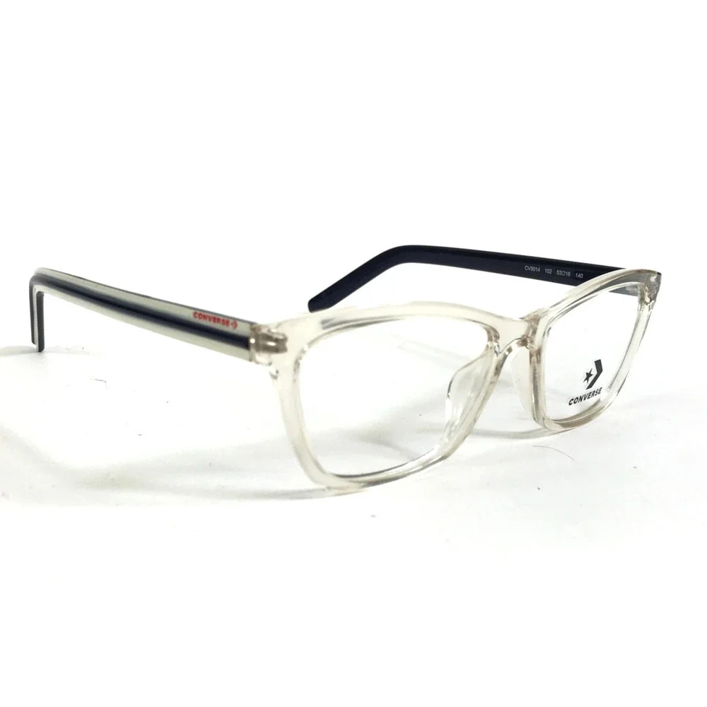 Converse Eyeglasses Frame CV5014 102 Clear White Blue Cat Eye Full Rim 53-16-140